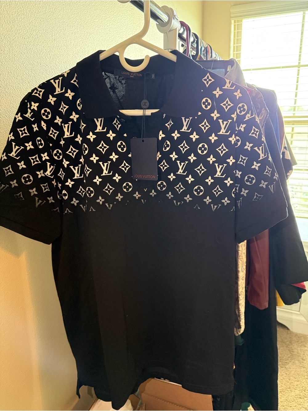 Black Monogram Polo Shirt medium to large - Picture 2 of 5